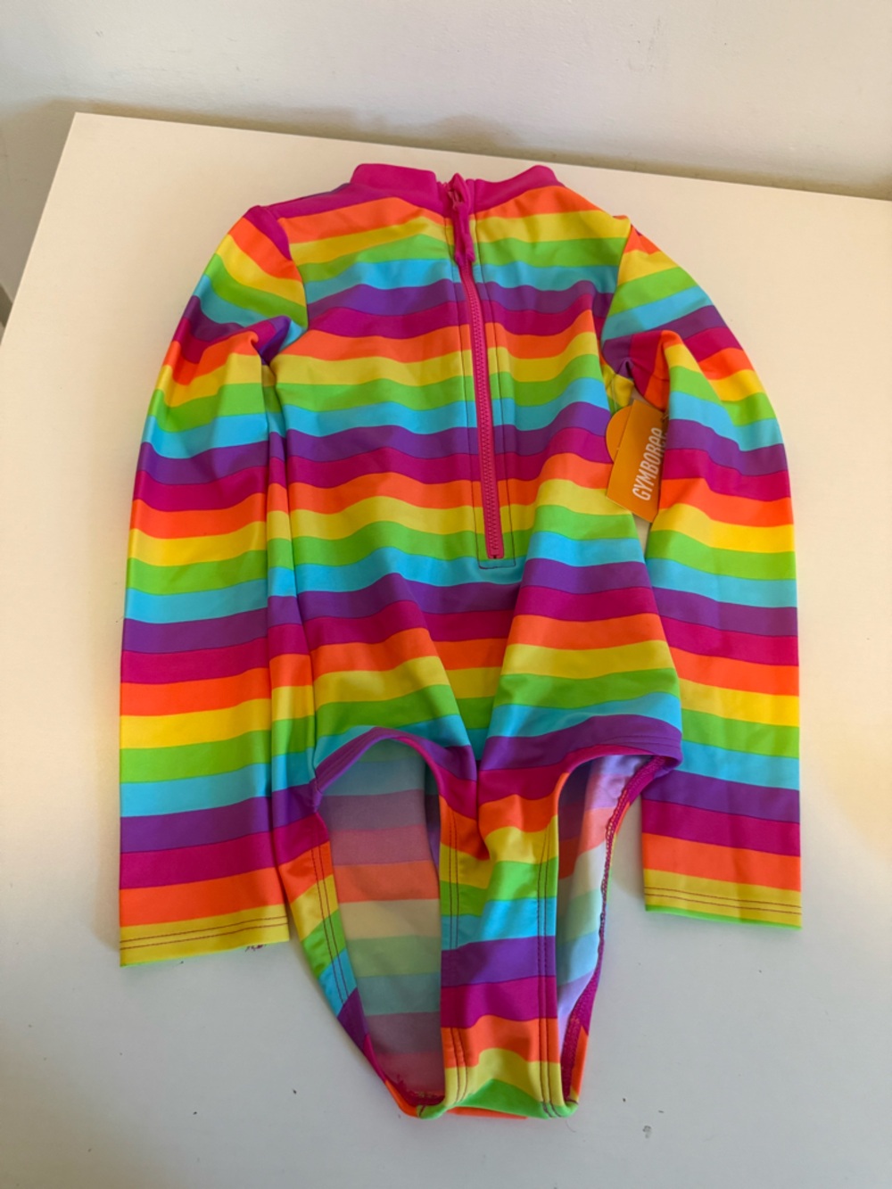 Gymboree Girls' Rainbow Striped One-Piece Swimsuit - Bright SPF 50 Rashguard